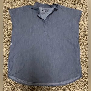 Figs Rafaela Oversized scrub top. Heathered denim. XXS.
